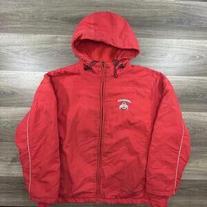Vintage Ohio State Buckeyes Jacket Mens 2XL Red NCAA Football Winter Coat Y2K